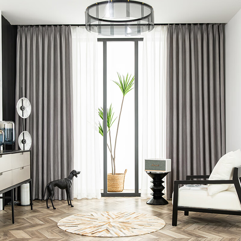 京噶绍兴柯桥窗帘批发加厚成品流星亚麻窗帘卧室客厅遮光2024流行拼色