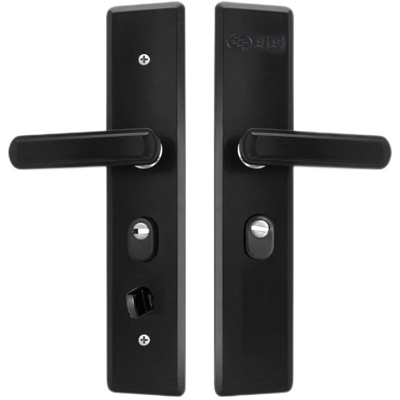 玥瑪防盜門(mén)把手防盜門(mén)鎖不銹鋼加厚面板多功能可調(diào)門(mén)鎖拉手TD1003黑色