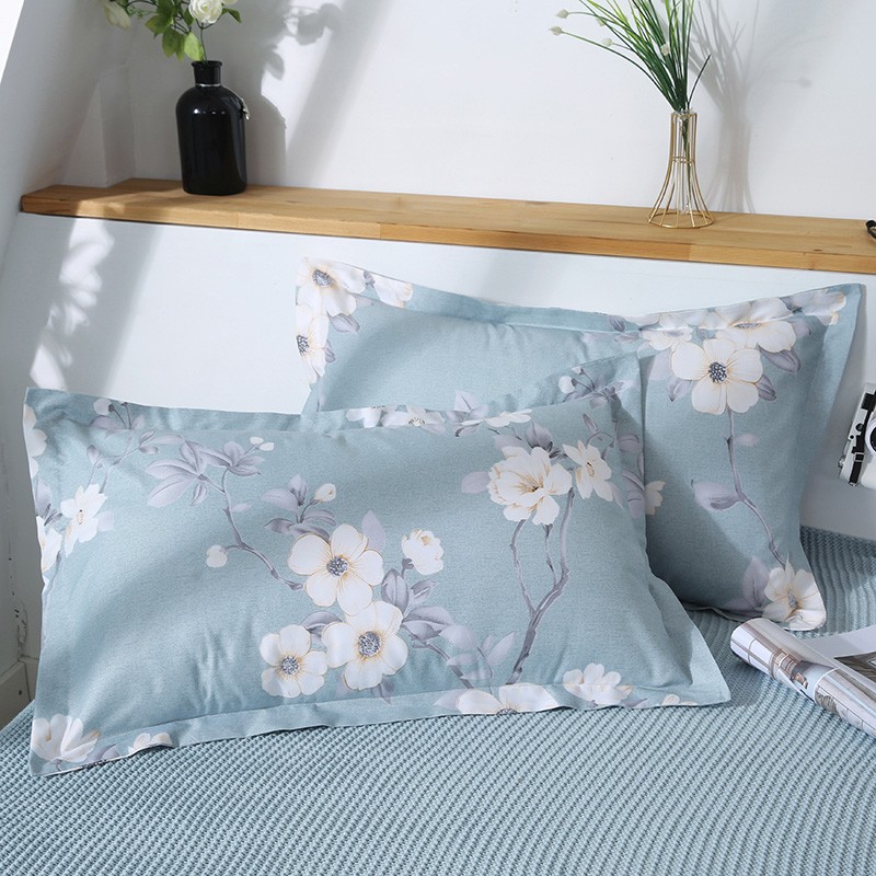 樵纪 信封式磨毛枕套 学生宿舍枕头套一对 繁花 45x74cm1对装