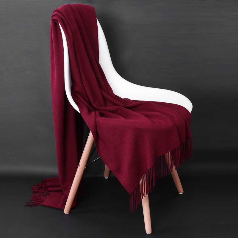 红色围巾2024新款女秋冬季白色保暖纯色披肩两用男百搭 深酒红色 200*70 1个