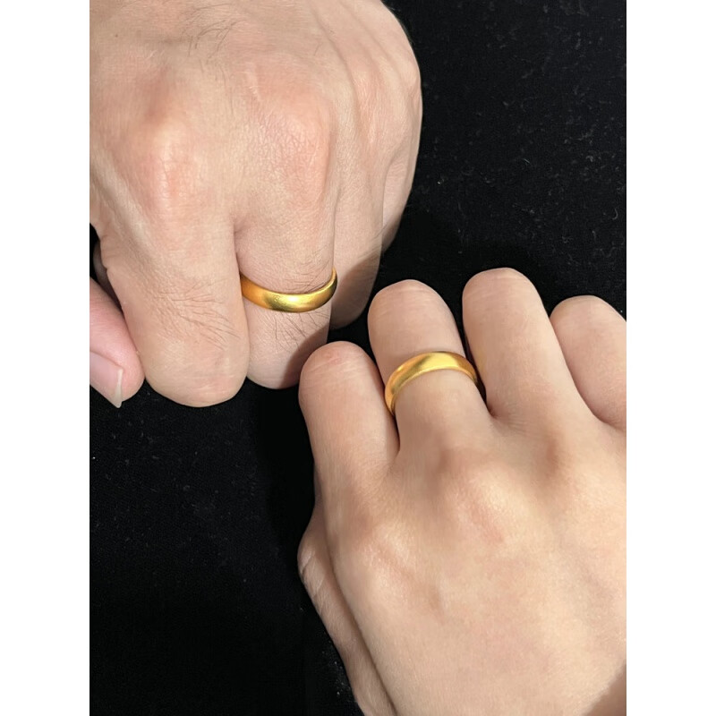 胖东来同款金包银戒指999金古法传承黄金情侣对戒男女 古法传承戒指 开口