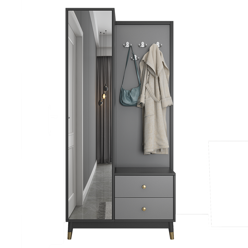 兰尼森  现代隔断柜门厅柜带镜子挂衣柜 北欧简约客厅进门玄关柜鞋柜一体 时尚门厅鞋柜(轻奢款)