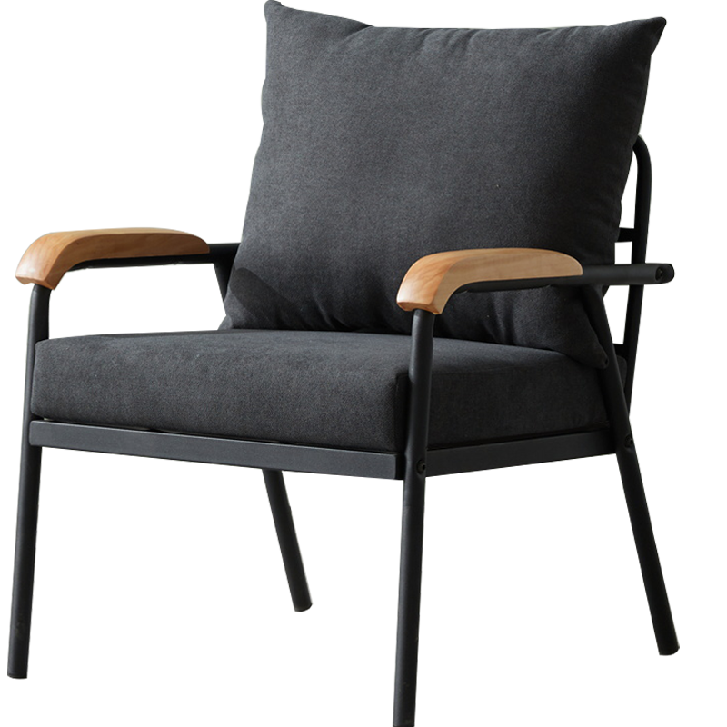 初学者 沙发椅铁艺沙发北欧家用休闲椅布艺懒人沙发椅发客厅阳台皮艺椅子 917-深灰【麻布款】 单人位