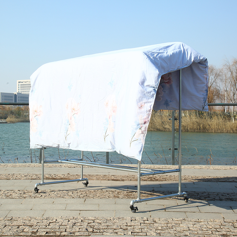 雷动衣帽架落地式镀锌钢管晾衣架室外带轮移动晒被子架阳台楼顶户外