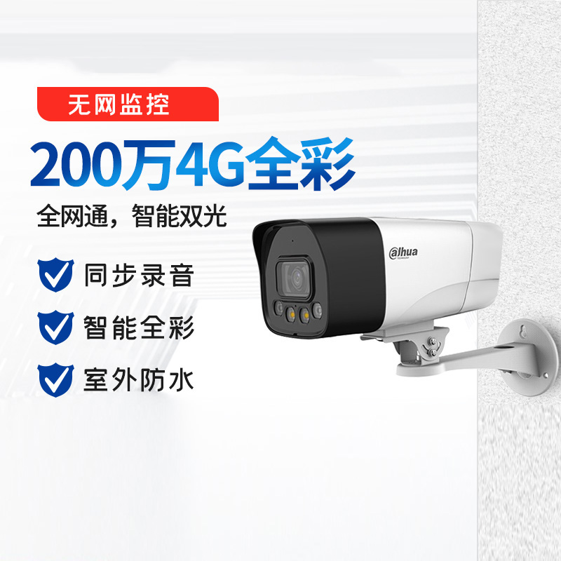 大华（Dahua）摄像头200万双光智能全彩警戒全网通室外防水监控摄像机 6mm  DH-IPC-HFW2233DM-4G-SA-IL