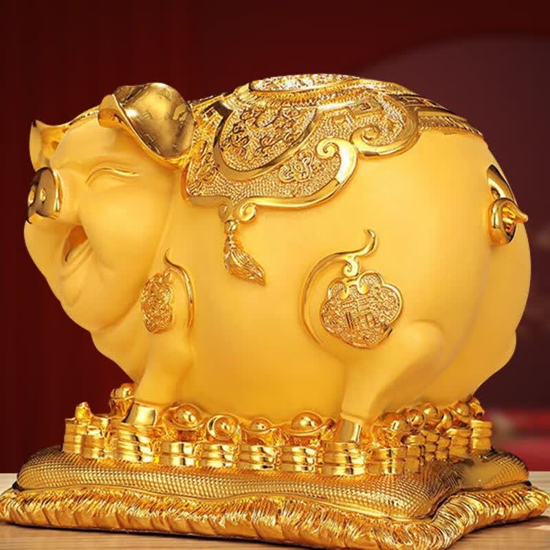金猪存钱罐摆件招财大号儿童家用创意储蓄罐家居酒柜装饰生日礼物 大号金猪【只进不出】33*25*30cm