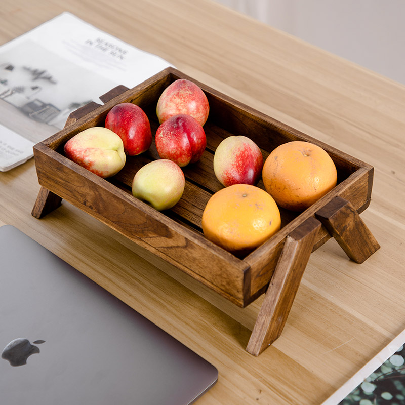 雅空新中式水果盘点心盘创意实木果盘家用客厅东南亚茶几摆件木质复古