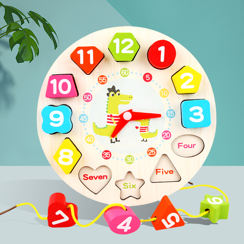 玛利娅蒙特梭利儿童玩具男女孩积木时钟拼图宝宝数字形状颜色认知智力3-6周岁幼儿园早教教具启蒙开发 时钟（两款随机发）
