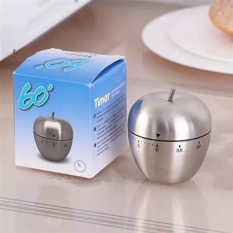 【精选】厨房不锈钢鸡蛋磁铁吸附定时器提醒器学生作业机械闹铃 银色