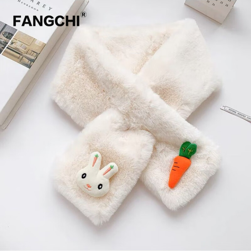 fangchi 儿童围巾冬保暖可爱小兔子男女童加绒围脖亲子款围巾加厚