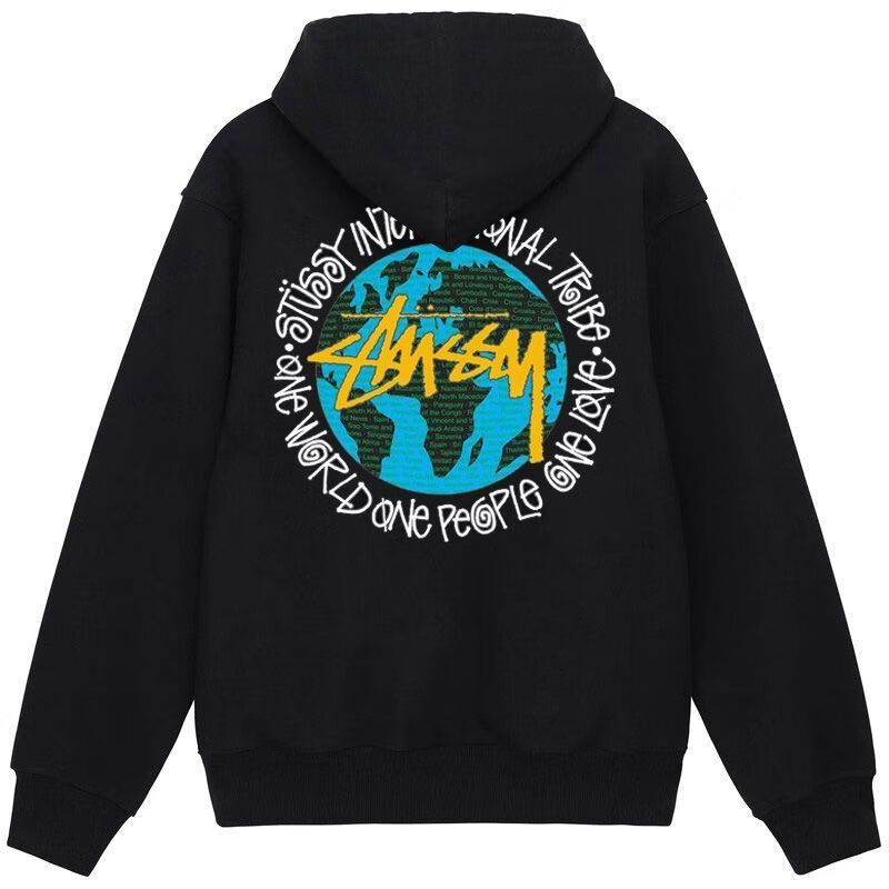 斯图西stusy潮牌连帽重磅纯棉卫衣帽衫外穿外套宽松男女潮流 星球-连