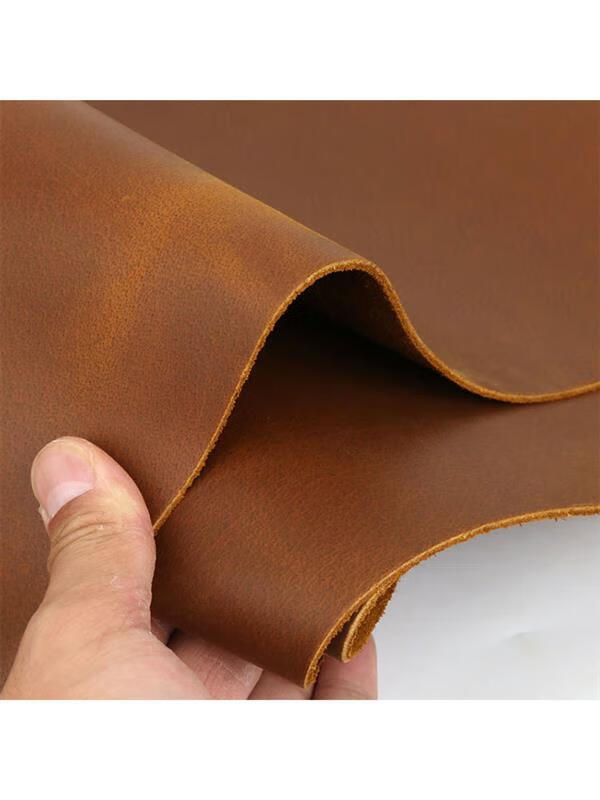 郦狼疯马皮皮料黄棕色2mm厚硬牛皮手工皮具手账本变色 20x15厘米四边