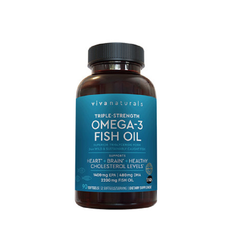 90粒 美国viva naturals深海鱼油软胶囊omega-3 90粒