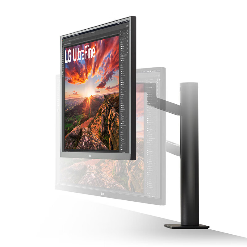 LG 27英寸 4K HDR400 Type-C反向60W充电 10.7亿色 内置音箱 Ergo人体工学支架 FreeSync 显示器 27UN880