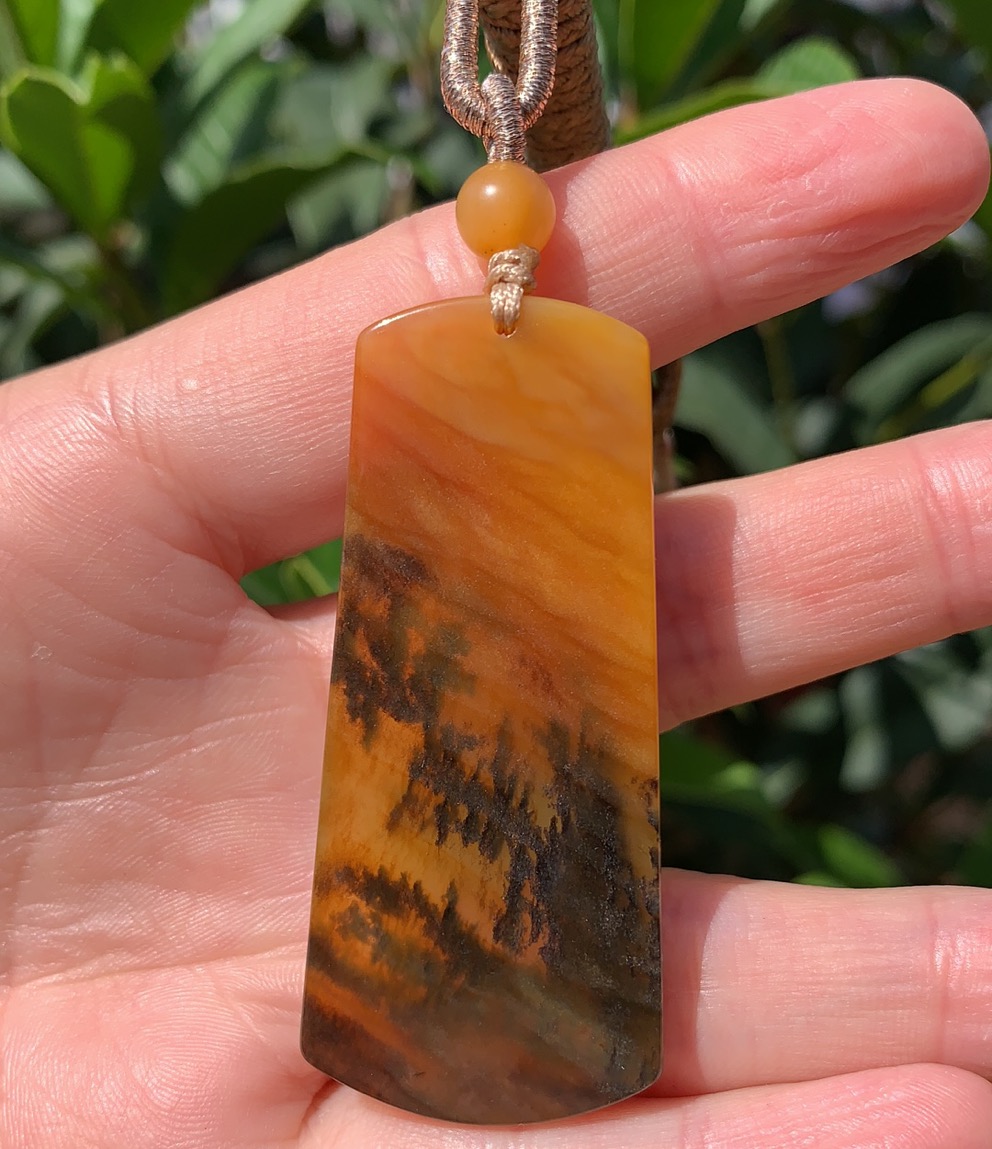 宝钰(k&k)黄龙玉鸡油黄水草花平安无事牌吊坠挂件证书人气新