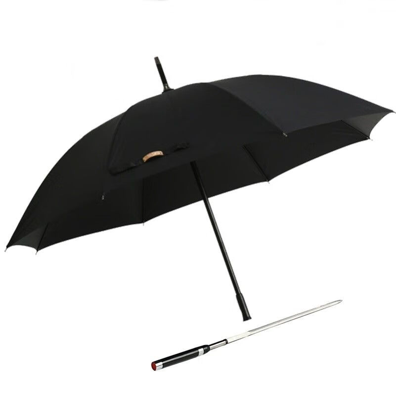中国风古风雨伞防身手柄长柄雨伞创意车用 m42带剑简约手柄黑色伞-2w6