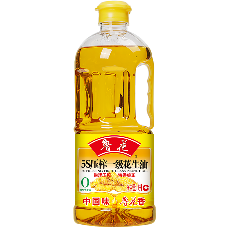 鲁花 食用油 5S 物理压榨 压榨一级 花生油1L