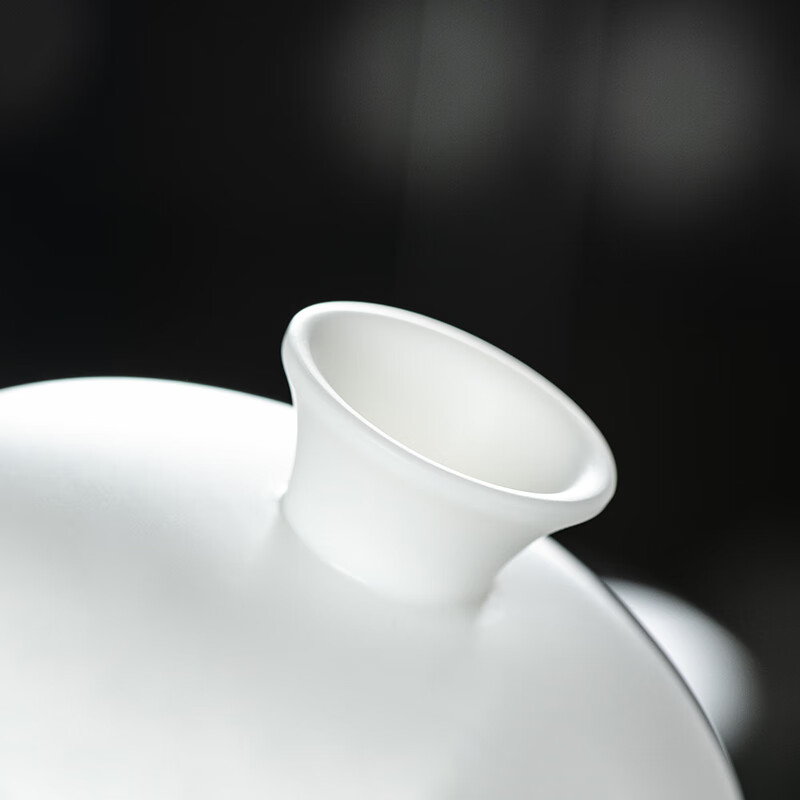 钰铨龙门 羊脂玉瓷素烧三才盖碗 德化白瓷大容量盖碗功夫茶具不烫手泡茶碗 羊脂玉瓷素烧厚盖碗(约190ml)