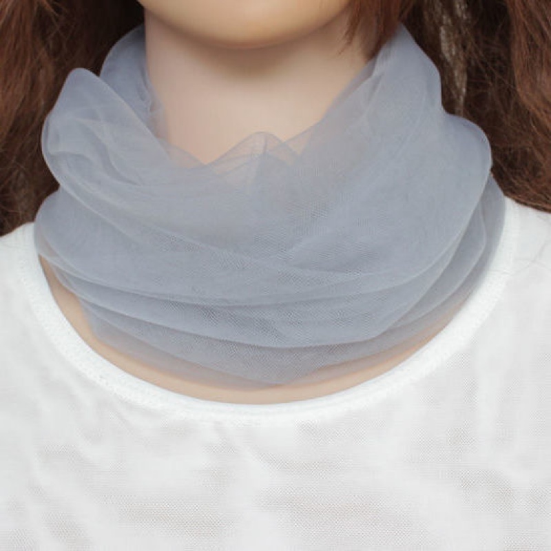 夏天护颈椎的套脖糖果色网纱蕾丝套头围脖女晒薄款护颈椎脖套丝巾围巾