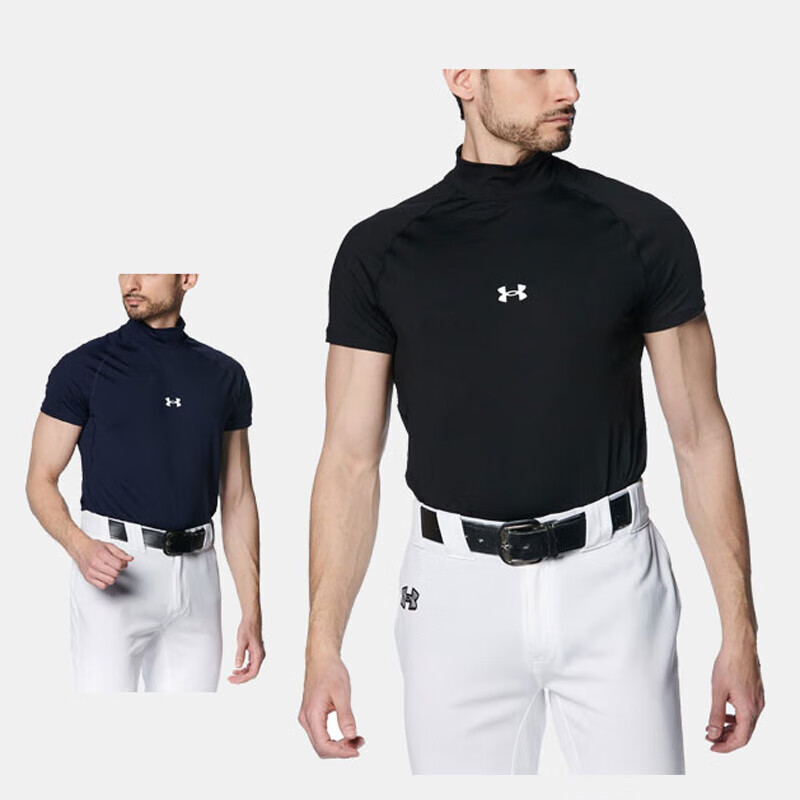 安德玛（Under Armour）男式短袖打底衫贴身运动上衣圆领UA1385292 日本直邮 001 BLK 3XL