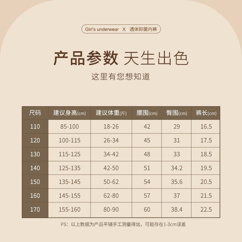 顶瓜瓜儿童内裤女童A类抑菌棉质夏季薄款平角裤中大童宝宝女孩短裤 可爱小熊平角3条 140(建议体重42-50斤)