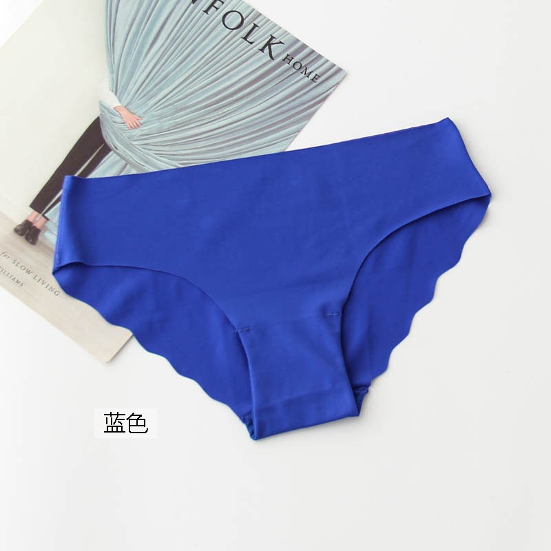 内裤冰丝一片式透气性感三角本命年红色女大码胖mm200斤 如图 蓝色 s