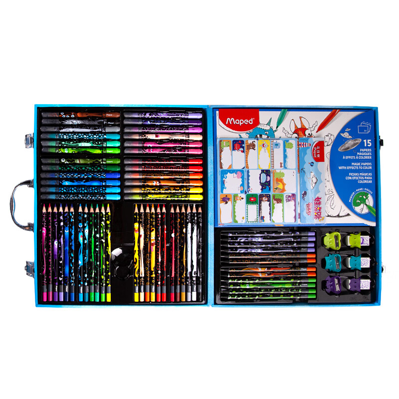 马培德maped  小怪兽画笔套装儿童文具套装礼盒画箱 69件套 小学生