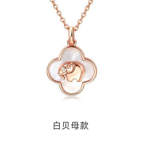 揽翼四合宝懿财象饰品四叶草小象手链银小众设计大象精致生日礼物女