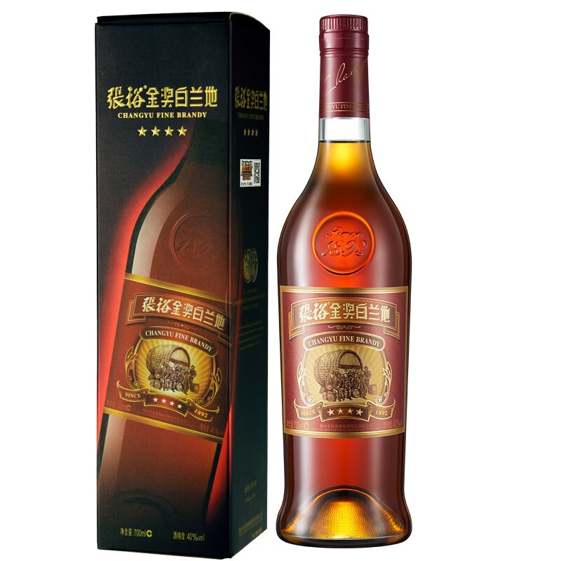 张裕 四星金奖白兰地 700ml 礼盒装 国产洋酒