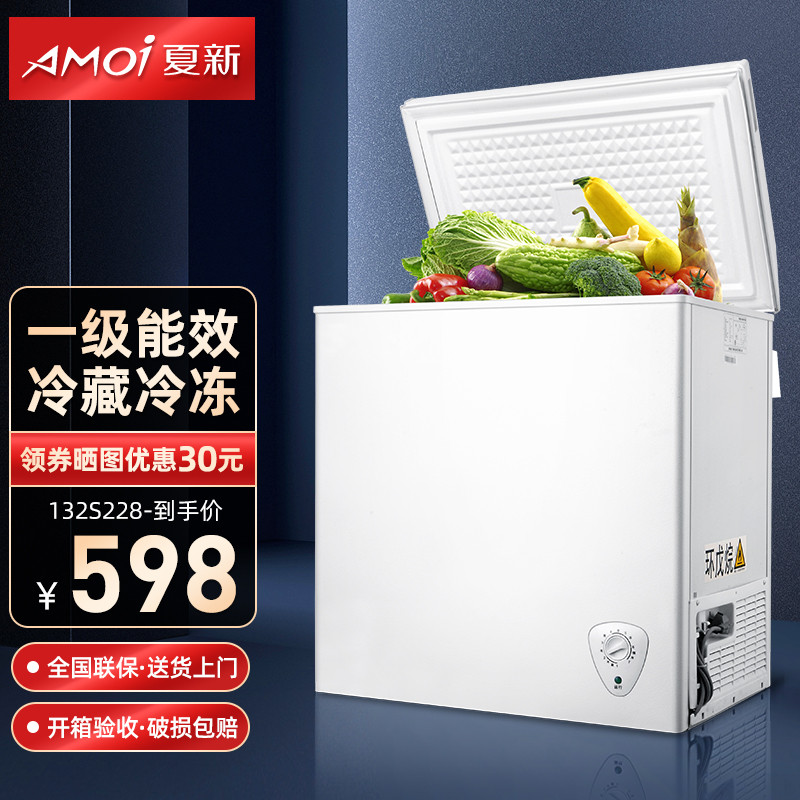 夏新（Amoi）冰柜小型冷柜家用冷藏冷冻商用小冰箱 冷藏冻转换冷柜 节能环保冰柜 【一级节能 变温冷柜】132S228