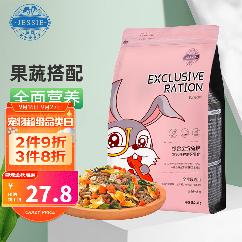 洁西（JESSIE）综合成兔粮2.8kg 兔子饲料 宠物兔子粮食成兔垂耳兔  专享版使用感如何?