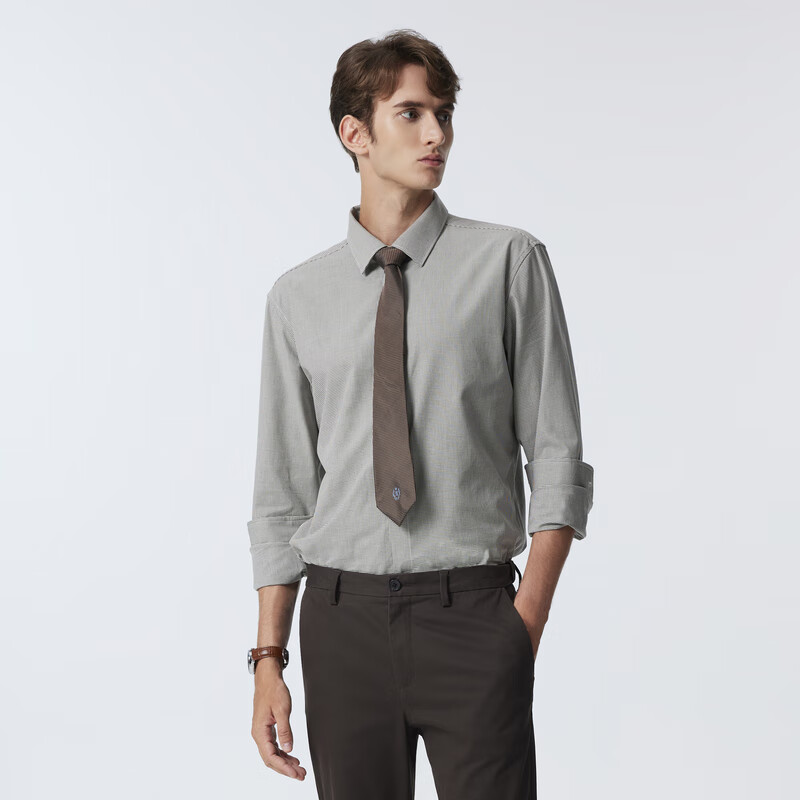 Scofield男士24年新款秋季通勤简约棉质商务休闲时尚多色长袖衬衫 绿色 M (170)