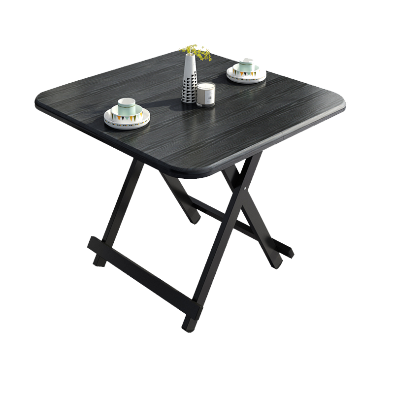 密林可折叠桌家用餐桌小户型吃饭正方形简易饭桌租房便携式简约小桌子 单方桌-稳固加粗-黑拉丝【80*80*74】