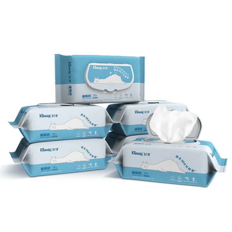 Kleenex 舒洁 湿厕纸家庭装80片*6包（480片）清洁湿纸巾湿巾 擦去细菌