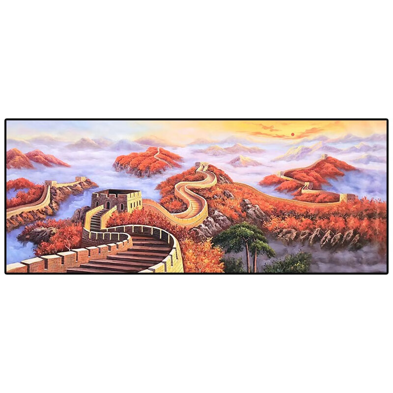 纯手绘油画万里长城客厅装饰画山河横版沙发背景墙风景挂画 万里河山