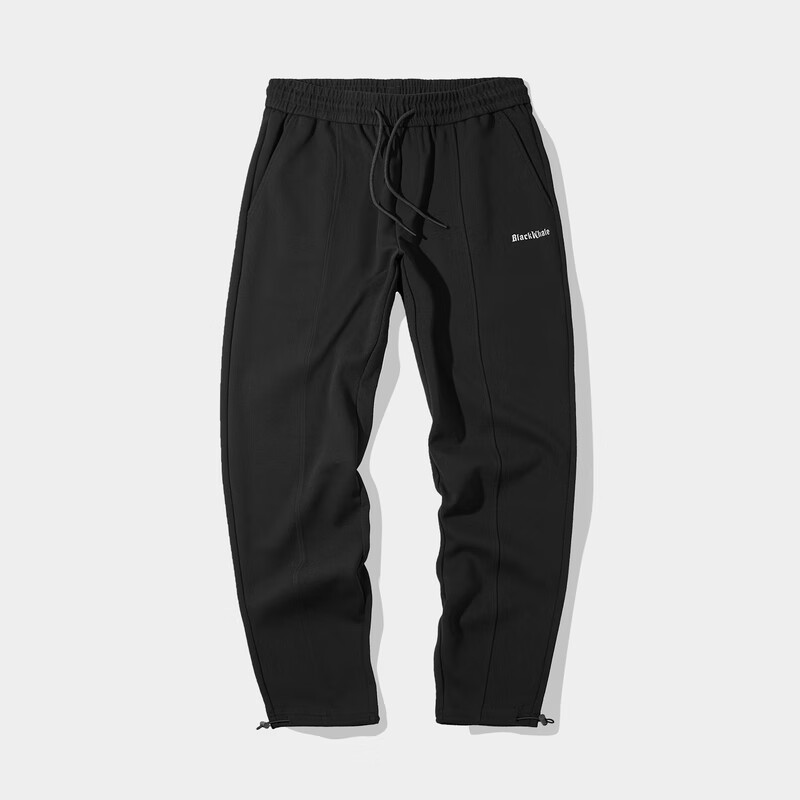 黑鲸宽松直筒休闲裤男抽绳松紧裤男裤子男两色可选 黑色12 175/84A