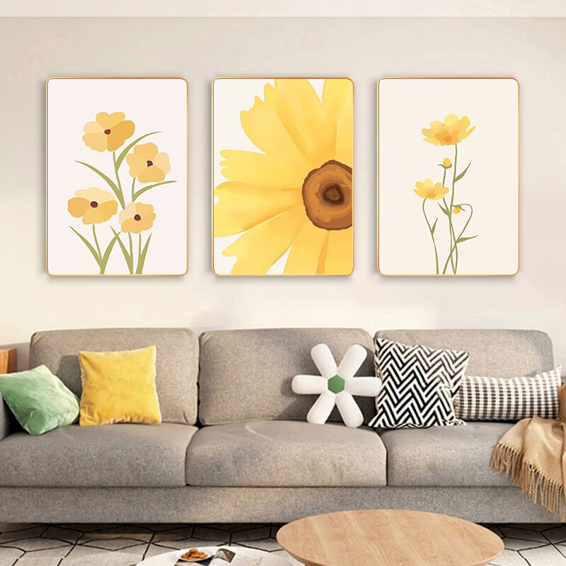 装饰画现代简约沙发背景墙挂画餐厅墙面三联壁画卧室墙画 快乐崇拜e