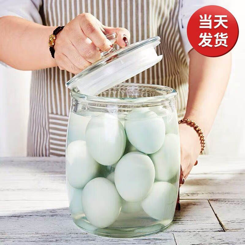 施锦腌蛋容器玻璃罐子腌蛋密封罐腌鸡蛋坛子家用透明腌咸鸭蛋的罐子容