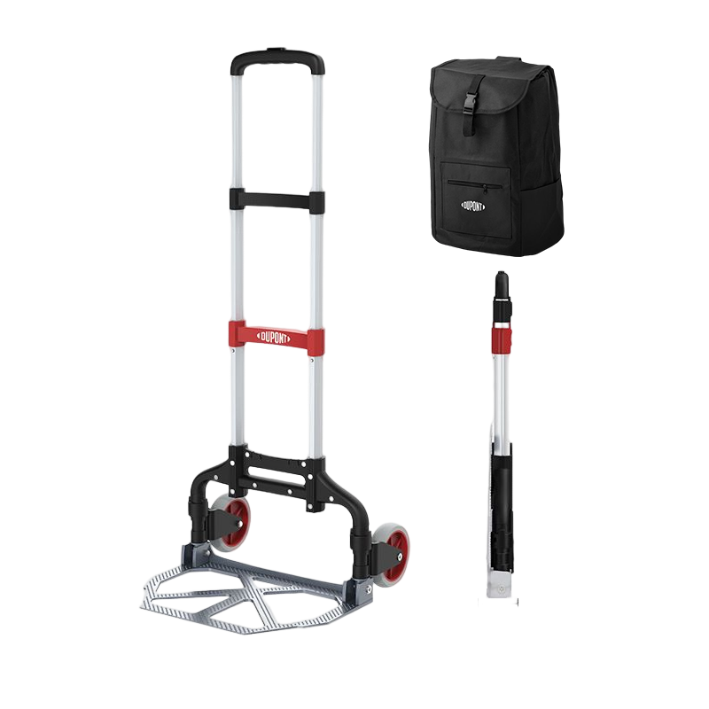 杜邦(DUPONT)世界500強-爬樓神器手拉小推車家用-便攜折疊拖車拉貨買菜取快遞 兩輪降噪-帶購物袋-140斤承重