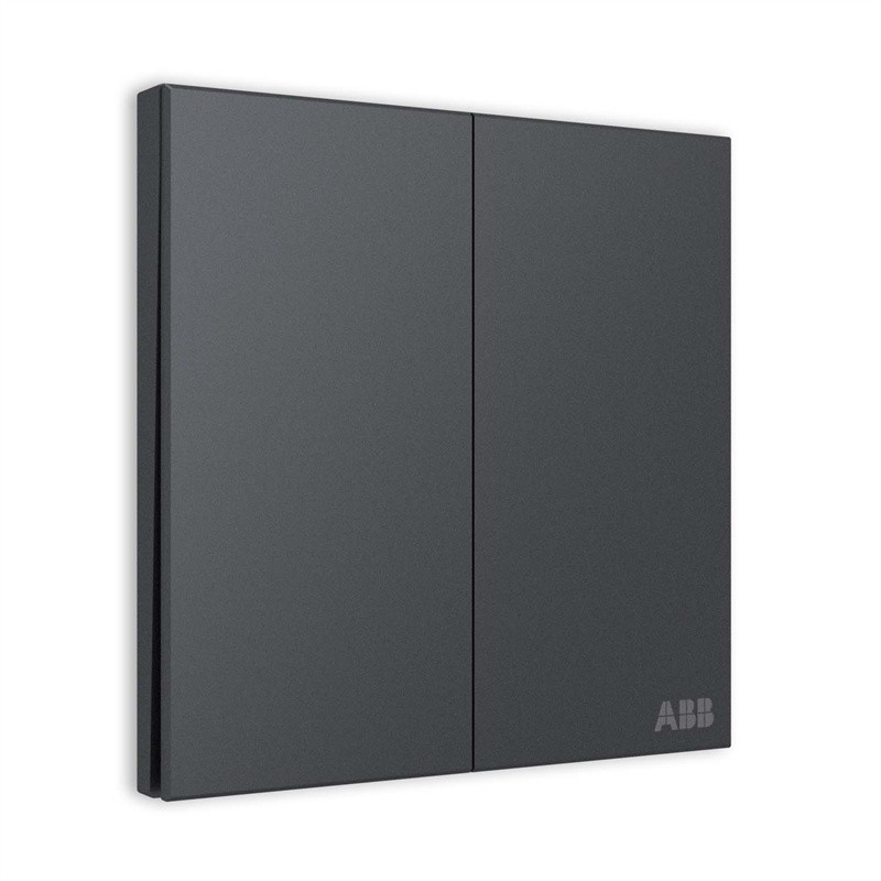 ABB 开关插座面板 盈致系列灰色 无边框纯平大面板开关面板 86型墙壁 双开双控