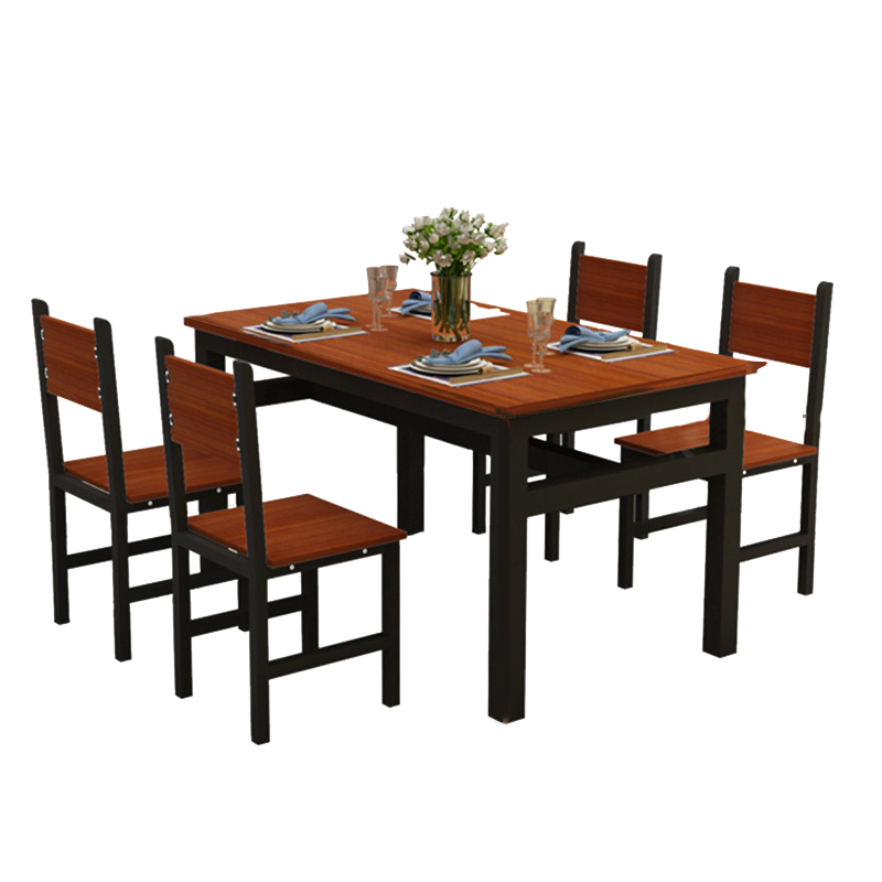 AEY 钢木餐桌椅组合快餐店桌子学校食堂餐桌套装 120*70一桌四椅套装