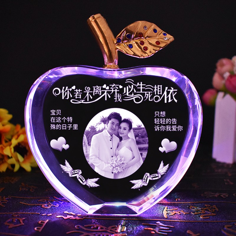 苹果摆件送女友同学老师老婆男朋友结婚礼品平安果 爱心苹果-定制照片