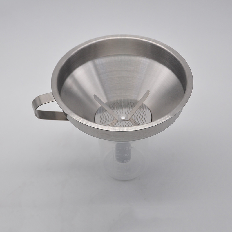 科研斯达 加厚带过滤网漏斗倒油过滤斗装袋加油液体分装器 304不锈钢