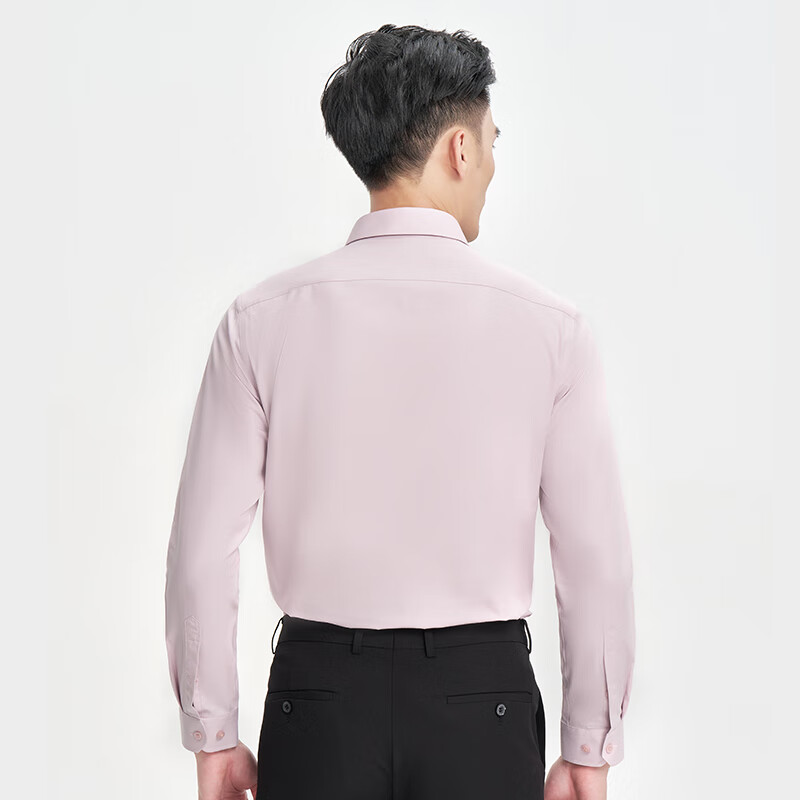 才子（TRIES）莫代尔长袖衬衫春秋款男士正衬休闲轻商务衬衣纯色职业装透气 粉红色 XL 40(175/92A)