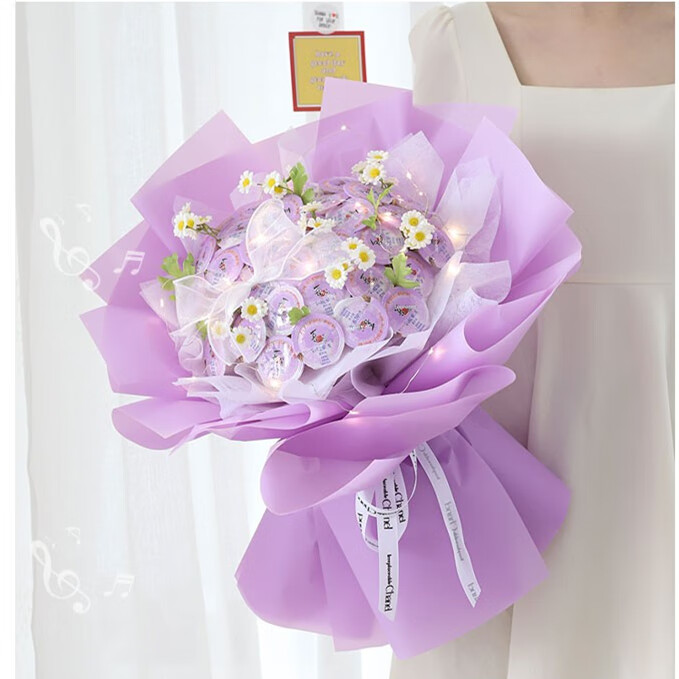 紫色包装纸搭配什么花图片