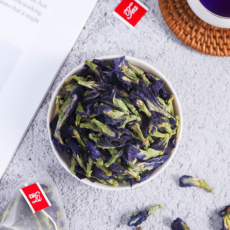 京诗悦蝶豆花蓝蝴蝶调色干花另售烘焙白凉粉奶茶专商用食用洛神花茶 50g袋装