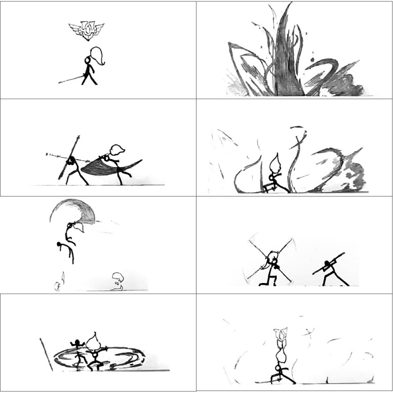 火柴人手翻书动画 手翻画火柴人大战翻页书纸上大乱斗动画火柴人格斗