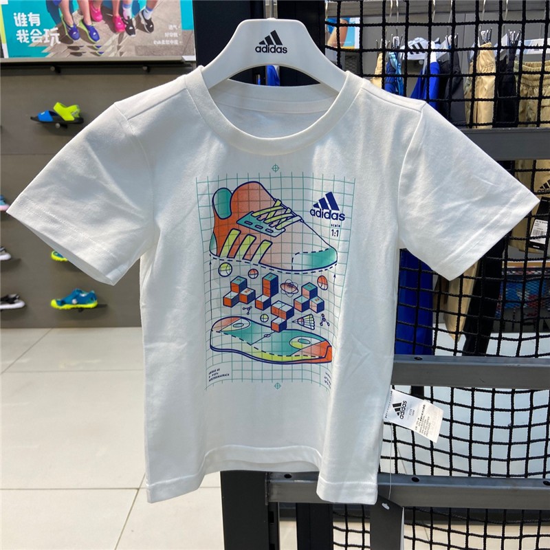 adidas阿迪达斯童装21夏新款儿童T恤男女小童休闲时尚运动短袖上衣GP0449 GP0450 GP0449 尺码 104 建议身高100左右