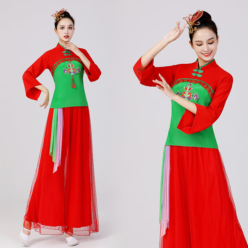 瓮小贝秧歌服新款女套装中老年扇子舞蹈演出服腰鼓队广场舞服装跳舞