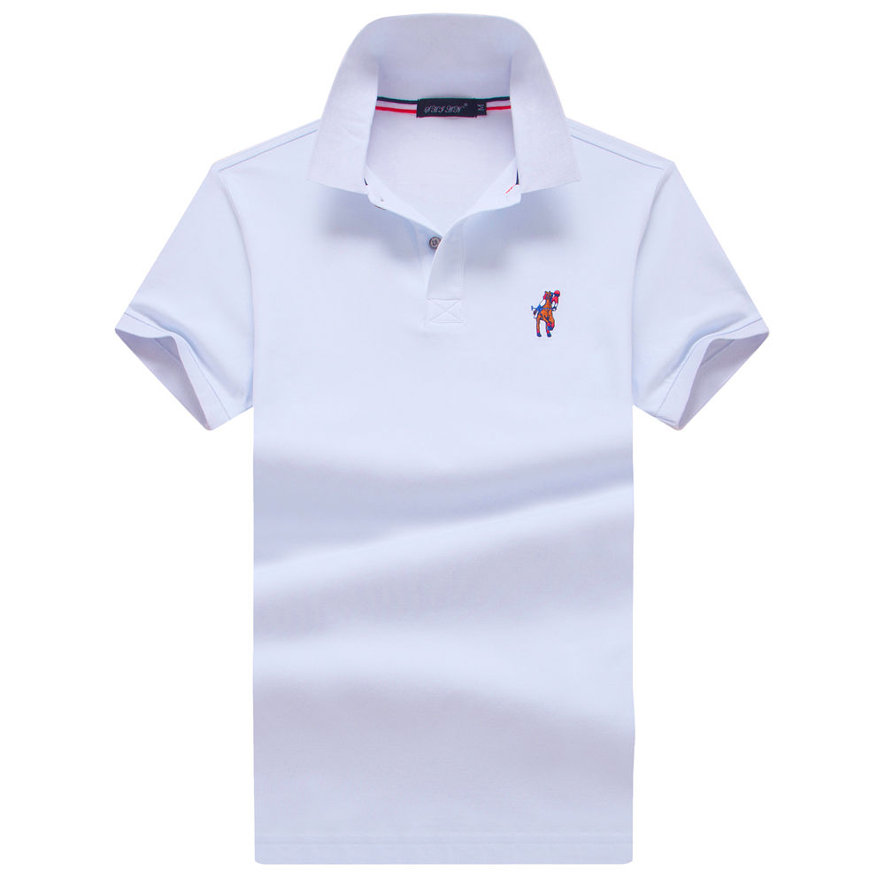 圣马奇保罗保罗贵族短袖衫男夏季新款商务休闲翻领体恤男潮流 白色